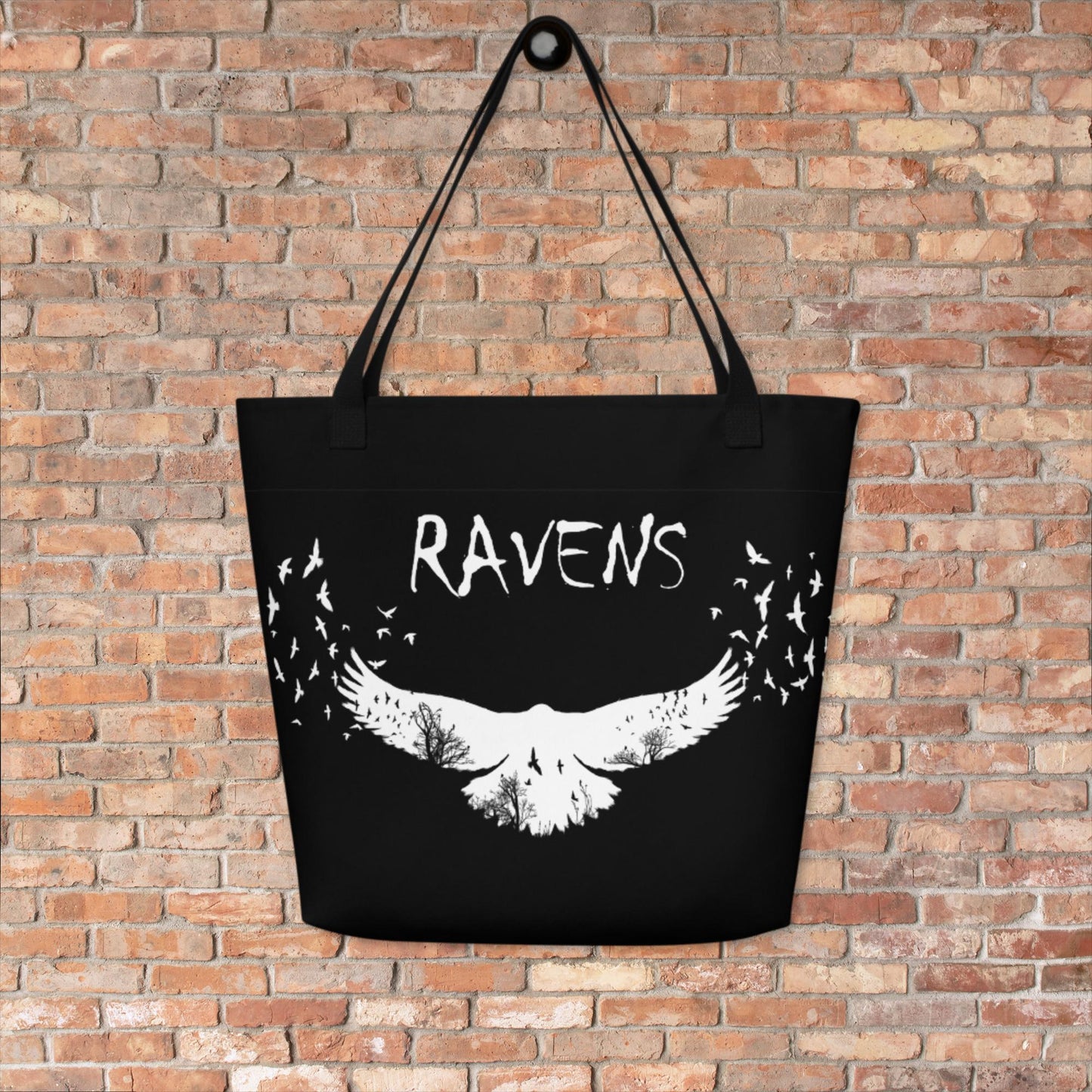 Ravens Black Large Tote Bag