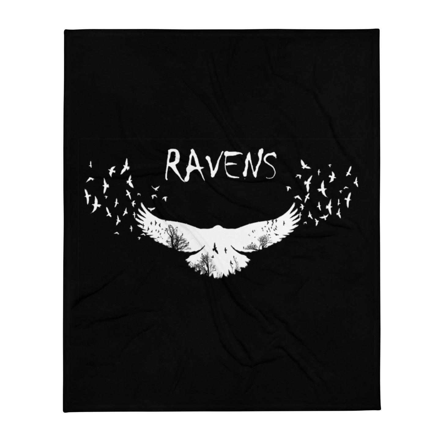 Ravens Black Vertical Throw Blanket