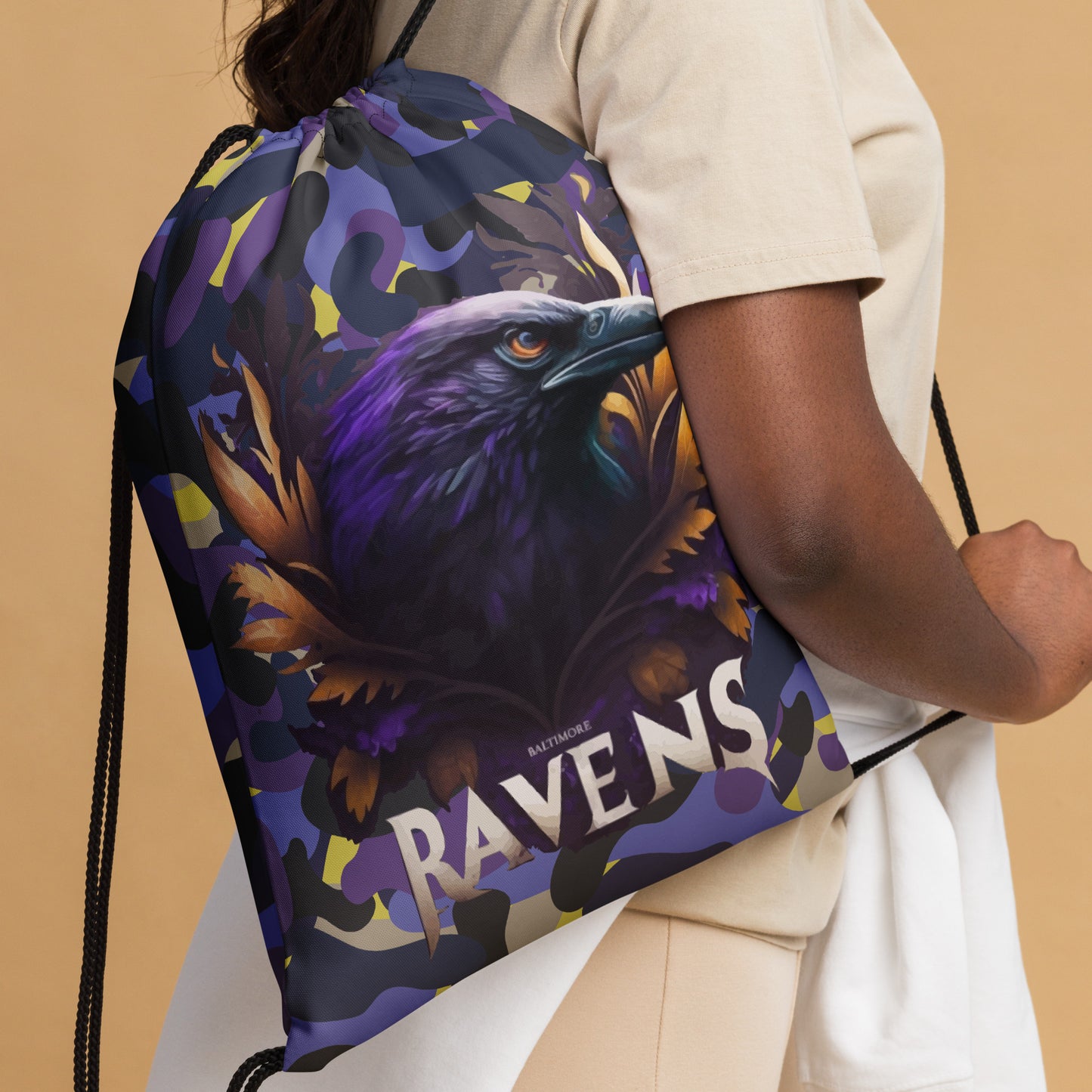 Raven Camo Drawstring Bag