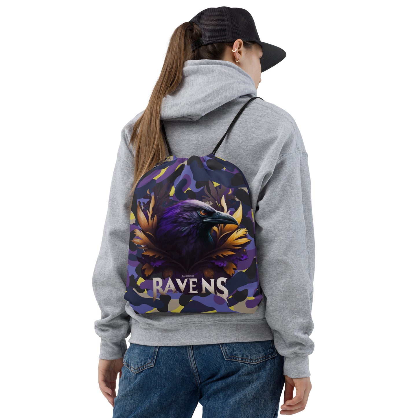 Raven Camo Drawstring Bag